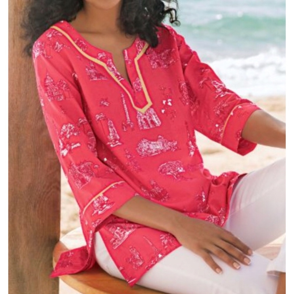 Soft Surroundings Pink Parisian Paradise Shirt